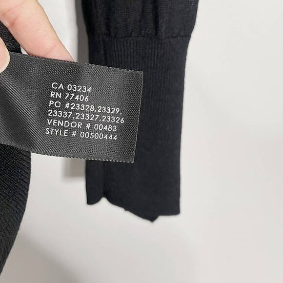 Club Monaco Womens XS Black Wool Split Collar Turtleneck Sweater Button Cuffs - Picture 12 of 12